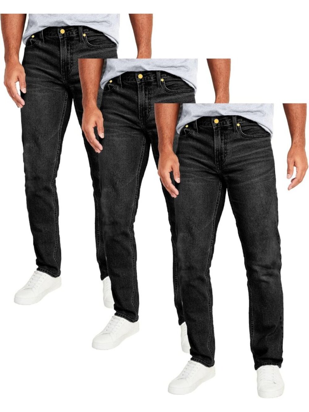 Men's Flex Stretch Slim Straight Jeans 3-Pack - 5 Pocket Comfort Pants, Sizes